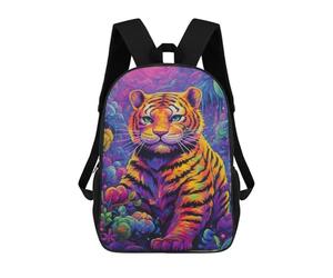 sinyumoney Rainbow Tiger in Fantasy Forest School Backpack High Secondary School Bags Casual Backpack for Girls Boys Teenage 17inch