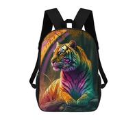 sinyumoney Rainbow Tiger in Forest Children's Backpack, Schoolbag Large Capacity Students Bookbag Rucksack Knapsack for Boys Girls Adults Teen 17inch