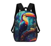 sinyumoney Rainbow Toucan in Amazon Rainforest 3D Printed Kids 17inch Backpacks Boys Fashion Travel Backpacks School Bag for Boys Elementary And Middle School Students