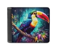 sinyumoney Rainbow Toucan in Enchanted Forest -1 3D Print Men's Wallet Credit Card Slots Banknote Compartments Minimalist Style Leather Wallet Youth Guys 11.7cm*9.5cm