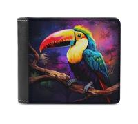 sinyumoney Rainbow Toucan in Twilight 3D Print Clutch Purse Card Slots ID Banknote Compartments Soft Convenient Leather Men's Wallet 11.7cm*9.5cm