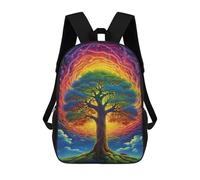 sinyumoney Rainbow Tree Fantasy Artwork 3D Printed 17inch Kids School Backpack School Bag Fashion Rucksacks for Boys Elementary And Middle School Students