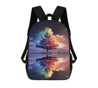 sinyumoney Rainbow Tree Reflection Night Sky 3D Printed 17inch School Bag Children's School Backpack Travel Backpacks Casual Fashion Bag for Kids School Students