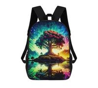 sinyumoney Rainbow Tree Reflections Kids School Backpack 3D Printed Backpacks Fashion School Bag Rucksacks for Boys Elementary And Middle School Students 17inch