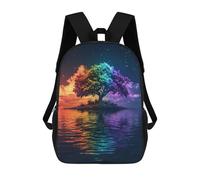 sinyumoney Rainbow Tree Reflections School Bag 3D Printed Children's School Backpack Casual Fashion Travel Backpacks for Kids School Students 17inch