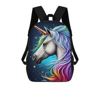 sinyumoney Rainbow Unicorn Dreamscape Kids School Backpack 3D Printed Fashion School Bag Casual School Bag for Boys Elementary And Middle School Students 17inch