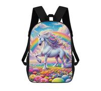sinyumoney Rainbow Unicorn Garden Kids Backpacks,3D Personalized School Bookbags for Boys Girls Large Schoolbags Casual Daypack 17inch