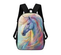 sinyumoney Rainbow Unicorn Portrait 3D Printed Children's School Backpack for Kids High Capacity Travel Rucksacks Book Bags Kids School Bag Back Pack 17inch