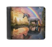 sinyumoney Rainbow Unicorn Reflection 3D Print Clutch Purse Slots ID Window RFID Blocking Stylish Durable Wallets Craftsmanship Gifts 11.7cm*9.5cm