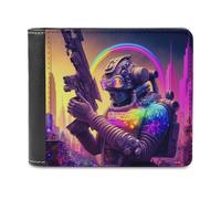 sinyumoney Rainbow Warrior in Cityscape -1 3D Print PU Leather Wallet Card Slots ID Slots Note Section Slim Elegant Wallets Everyday Use 11.7cm*9.5cm