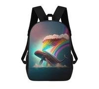 sinyumoney Rainbow Whale School Backpack Business Laptop Rucksack Bag Unisex Casual Daypack for Men/Women 17inch