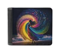 sinyumoney Rainbow Whirlwind on The Beach 3D Print PU Leather Wallet Card Slots ID Slots Note Section Slim Elegant Wallets Everyday Use 11.7cm*9.5cm