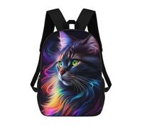 sinyumoney Rainbow Whiskered Cat Rucksack Water Resistant Travel Backpack Computer Bag for Men, Women & Teenage Boys 17inch
