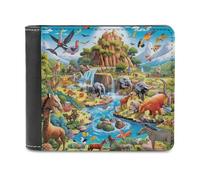 sinyumoney Rainbow Wildlife Paradise 3D Print Clutch Purse Coin Pocket ID RFID Blocking Banknote Compartments Purse Youth Guys 11.7cm*9.5cm
