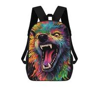 sinyumoney Rainbow Wolf Artwork Backpack 3D Print Kids Bag Elementary Students Daypack Lightweight School Bag for Children Girls Boys Nursery Lunch Pack 17inch