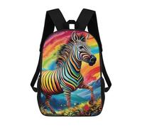 sinyumoney Rainbow Zebra in Paradise Backpack Cartoon Plush Bag, 3D Backpack for Kids School Bag Birthday Gift Idea for Boys And Girls 17inch