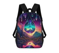 sinyumoney Raindrop Reflections A Dreamy Landscape Kids School Backpack 3D Printed Backpacks Fashion School Bag Rucksacks for Boys Elementary And Middle School Students 17inch