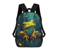 sinyumoney Rainforest Frog Art Print Backpack School Bag Work Laptop Backpack Rucksack Bag for Boys/Girls/Teenagers 17inch