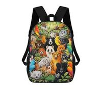 sinyumoney Rainforest Menagerie Backpacks 3D Printed Kids School Backpack School Bag Fashion Rucksacks for Boys Elementary And Middle School Students 17inch