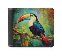 sinyumoney Rainforest Toucan Perch 3D Print PU Leather Men's Wallet Credit Cards Coins RFID Blocking Stylish Banknote Compartments Purse Youth Guys 11.7cm*9.5cm