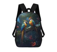 sinyumoney Rainy Birds of Paradise Backpack 3D Printed Children's School Backpack for Kids High Capacity Travel Rucksacks Book Bags Kids School Bag Back Pack 17inch