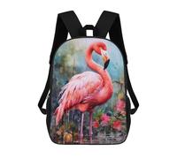 sinyumoney Rainy Day Flamingo 3D Printed Children's School Backpack for Kids High Capacity Travel Rucksacks Book Bags Kids School Bag Back Pack 17inch