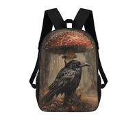 sinyumoney Rainy Forest Mushroom Crow Backpack School Lightweight Airport College Students Back Pack for Girl, Teen Girls 17inch
