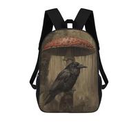 sinyumoney Rainy Forest Raven-2 3D Printed 17inch Kids School Backpack School Bag Fashion Rucksacks for Boys Elementary And Middle School Students