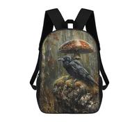 sinyumoney Rainy Forest Raven School Backpack Secondary Causal Travel High School Bags for Camping Outdoor Adventures And Daily Travel 17inch