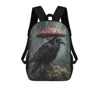 sinyumoney Rainy Forest Raven with Umbrella Mushroom-1 School Bags Large Water Resistant Laptop Backpack - Perfect for Travel, Work And Daily Use 17inch