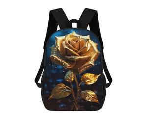 sinyumoney Rainy Golden Rose Flower School Backpack 3D Printed Children's 17inch Backpacks Bag Bookbag for Kids Boy Girl Book Bags Kids School Bag Travel Rucksacks