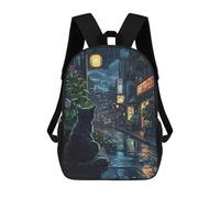 sinyumoney Rainy Night in Tokyo Backpack School Backpack Kids School Bag Large Capacity Kids Backpack for School Rucksack 3D Book Bag Gifts for Kids 17inch