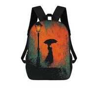 sinyumoney Rainy Night Lamp Post School Bag 3D Printed Backpacks Fashion Kids School Backpack Boys Rucksacks for Boys Middle School Students 17inch
