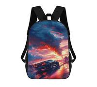 sinyumoney Rainy Night Racing Adventure School Backpack Secondary Causal Travel High School Bags for Camping Outdoor Adventures And Daily Travel 17inch