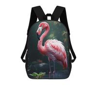 sinyumoney Rainy Pink Flamingo Backpack School Secondary Causal Travel High School Bags for Boys/Girls/Teenagers 17inch