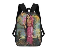 sinyumoney Raja Ravi Varma Vasantika 3D Printed 17inch School Bag Children's School Backpack Travel Backpacks Casual Fashion Bag for Kids School Students