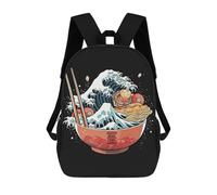 sinyumoney Ramen Bowl Art 3D Printed Kids School Bag Rucksacks Children's School Fashion Casual Back Pack High Capacity Travel Book Bags Backpack for Kids 17inch
