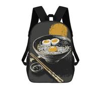 sinyumoney Ramen Bowl with Eggs And Chopsticks Backpacks Kids Student Schoolbag,3D Printed Backpacks,Elementary And Middle School Students Backpacks for Boys Girls 17inch
