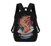 sinyumoney RAMEN DRAGON Children's Backpack, 3D Printed School Backpack, Backpack for Boys Girls, Adjustable School Bag for Primary School 17inch