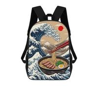 sinyumoney Ramen Great Wave School Backpack for Girls Backpack Water Repellent Casual Daypack Lightweight Rucksack Boy Girl School Backpack 17inch