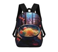 sinyumoney Ramen Japan Neon Backpacks, Kids Backpack Student School Bag 3D Printed Travel Backpacks Fashion Accessory Backpack Children Waterproof School Bags 17inch
