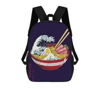 sinyumoney Ramen Wave Art Backpacks Kids School Backpack School Bag 3D Printed School Bag for Boys Elementary And Middle School Students 17inch