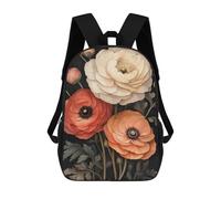 sinyumoney Ranunculus Flower - Art Nouveau Rucksack Water Resistant Travel Backpack Computer Bag for Men, Women & Teenage Boys 17inch