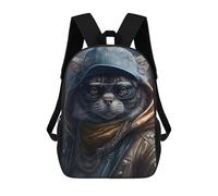 sinyumoney Rapper Cat with Glasses School Backpack for Girls Backpack Water Repellent Casual Daypack Lightweight Rucksack Boy Girl School Backpack 17inch