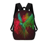 sinyumoney Rasta Green Parrot 3D Printed 17inch School Bag Children's School Backpack Travel Backpacks Casual Fashion Bag for Kids School Students