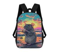 sinyumoney Rat Eating on Beach Sunset 3D Printed 17inch Kids School Bag Rucksacks Children's School Fashion Casual Back Pack High Capacity Travel Book Bags