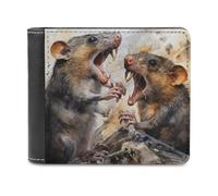 sinyumoney Rats in Artistic Battle 3D Print Wallet Slots ID Window RFID Blocking Banknote Compartments Slim Elegant Leather Wallet Youth Guys 11.7cm*9.5cm