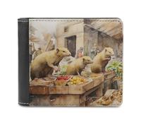sinyumoney Rats in The Market Scene 3D Print PU Leather Wallet Use Holds Bills Leather RFID Banknote Compartments Wallets Craftsmanship Gifts 11.7cm*9.5cm