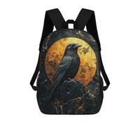 sinyumoney Raven And Golden Moon Children's Backpacks School 3D Printed Bag Bookbag for Kids Travel Rucksacks Boy Girl Book Bags Kids School Bag 17inch