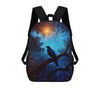 sinyumoney Raven Animal School Backpack for Girls 17inch Casual Daypack Lightweight Rucksack Boy Girl Backpack for Middle School Students